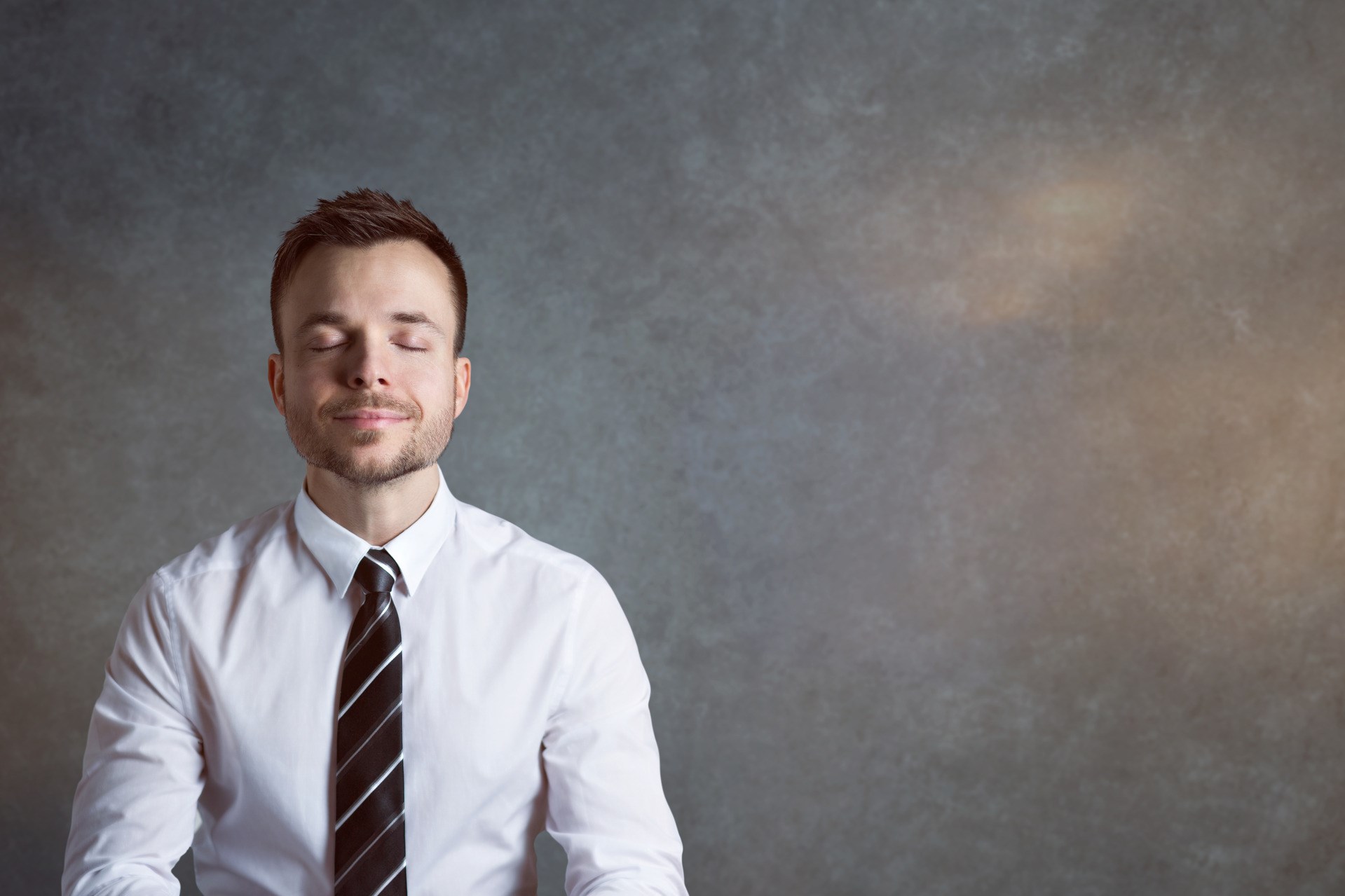 Relaxed, balanced businessman