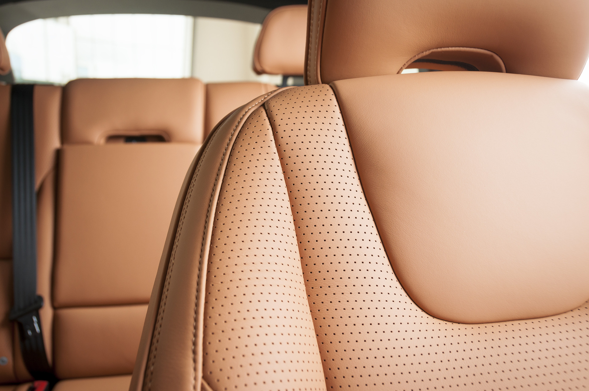 Beige leather seats of a car 