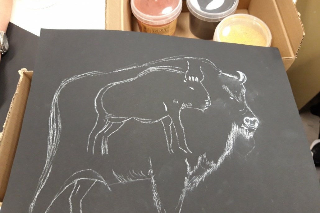 Education intiative project experience reports from schools, cave painting, Martina Zimmermann, Koordinatorin MINT, Gesamtschule Kaiserplatz Krefeld