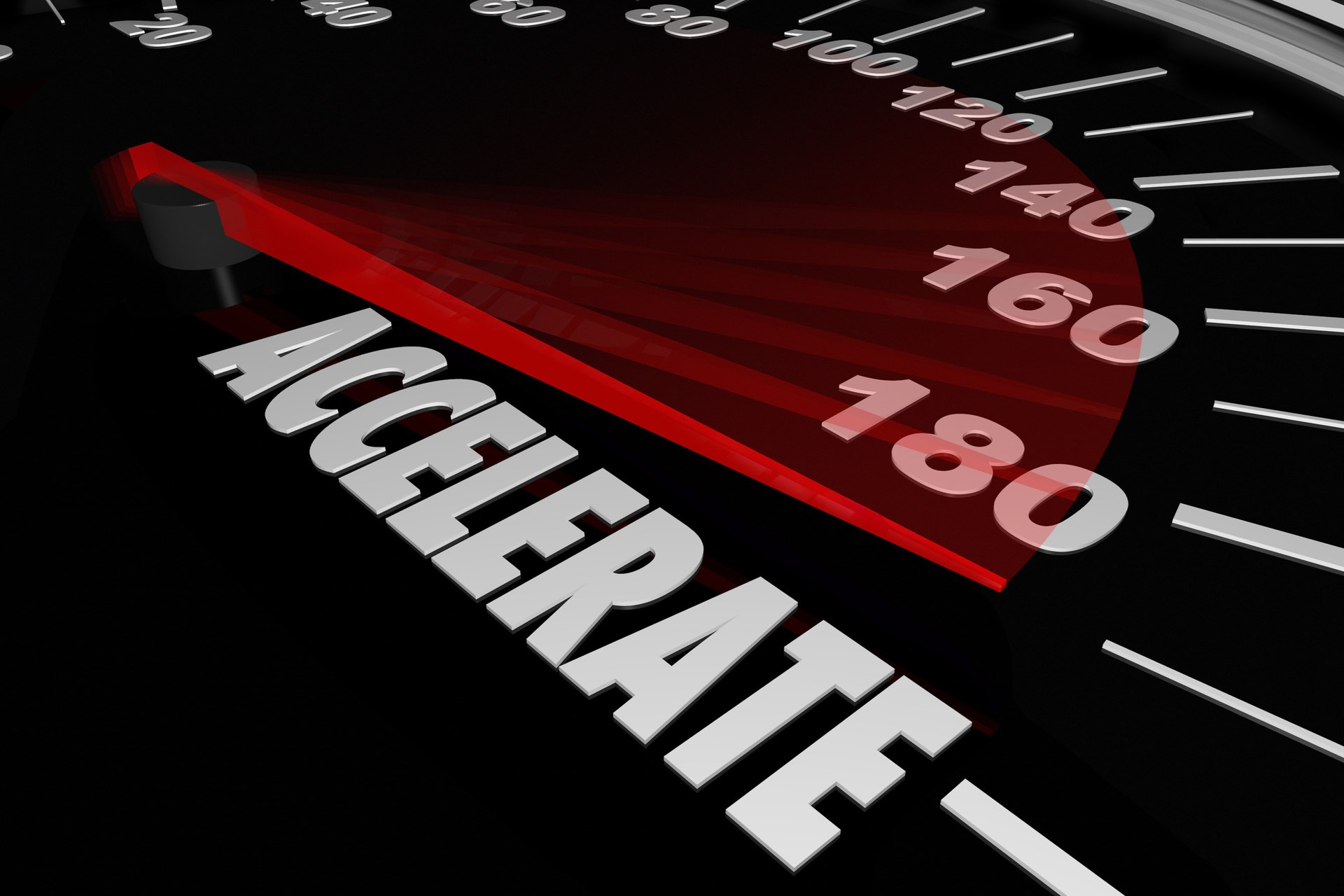 Accelerate word on a speedometer for gaining speed in a race or competition where the quickest competitor wins the game