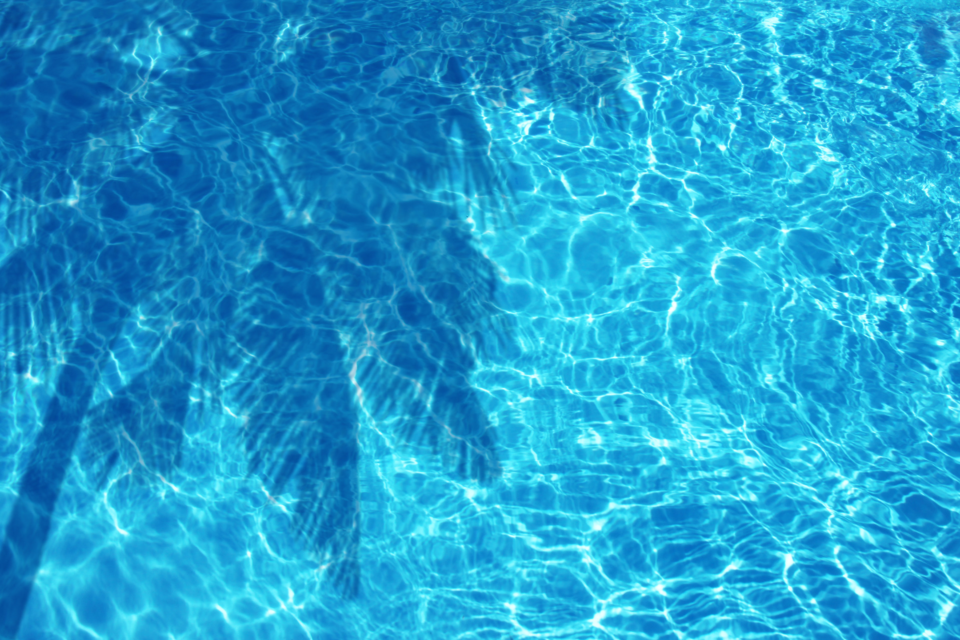Turquoise water with shadow reflection of a palm tree 