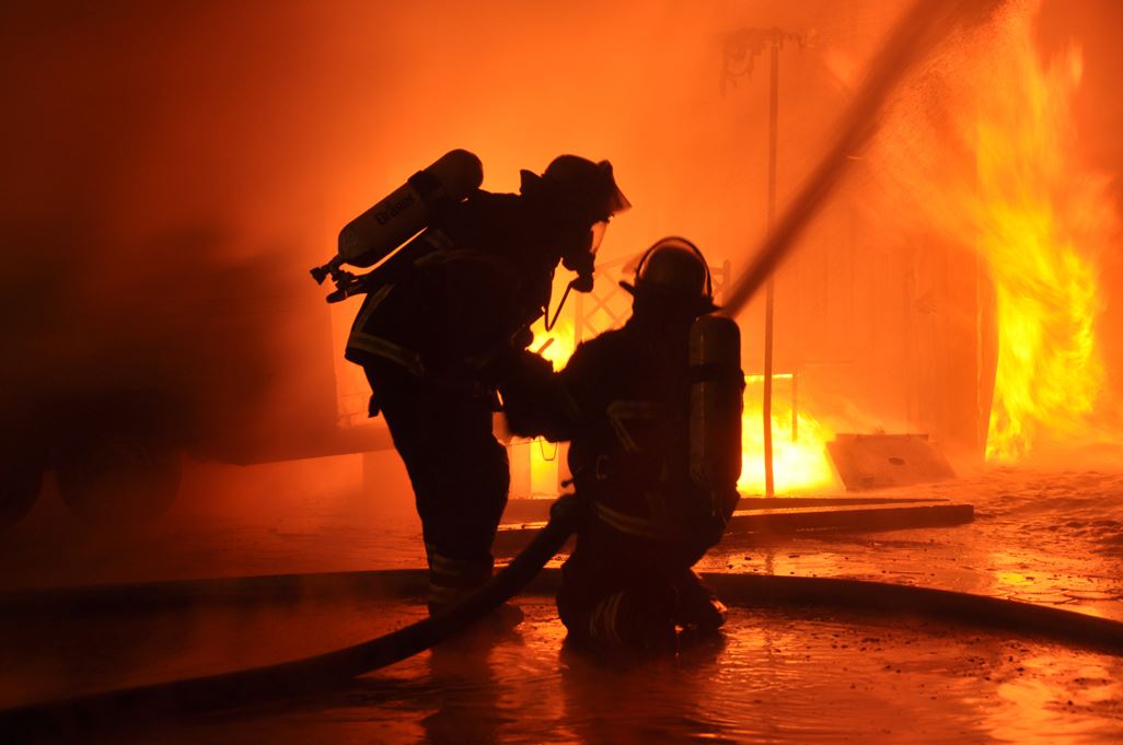 Firefighters in action
