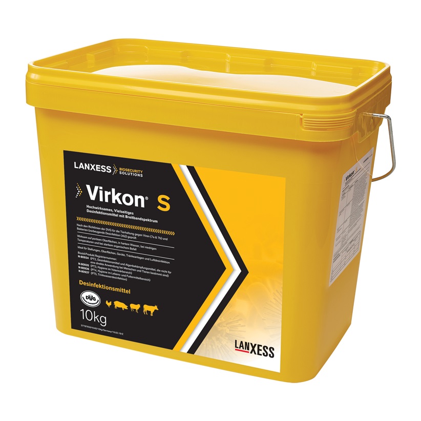 Product packaging, 10 kg plastic bucket of the product Virkon S