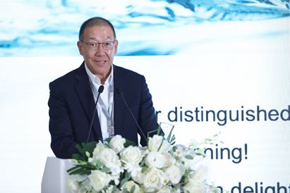 Herr Ming Cheng Chien, Präsident von LANXESS Asien-Pazifik, hielt eine Rede beim 6. Forschungswettbewerb für Universitätsstudenten "Clean Water for Better Life".