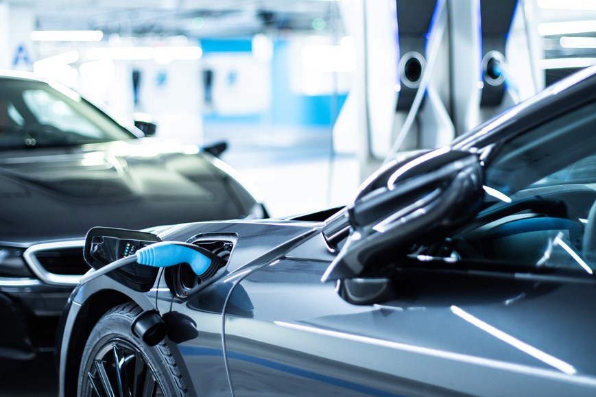 Electric car at the charging station
