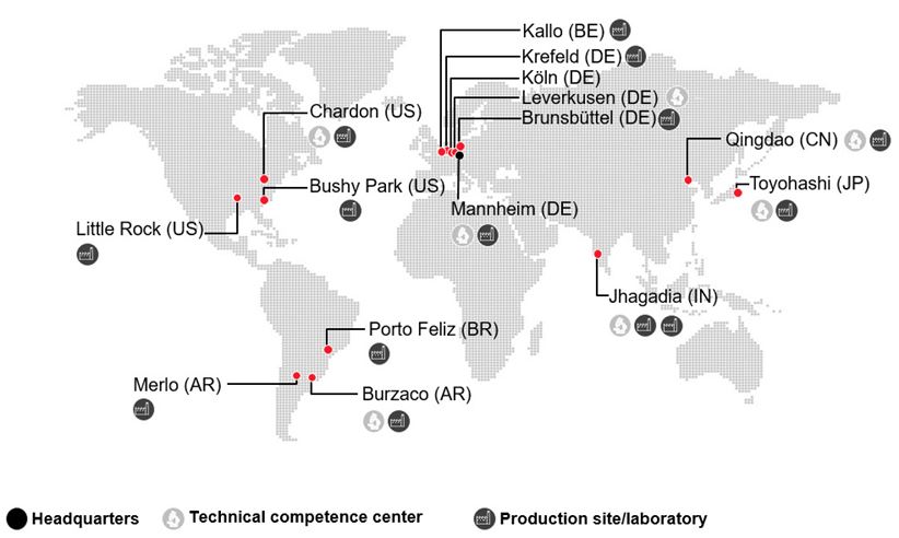 Rhein Chemie Standorte weltweit.