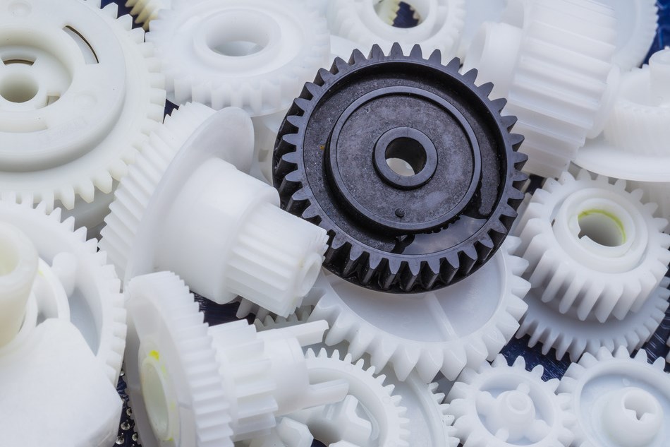 The plastic gear. Photo fragment of machine.