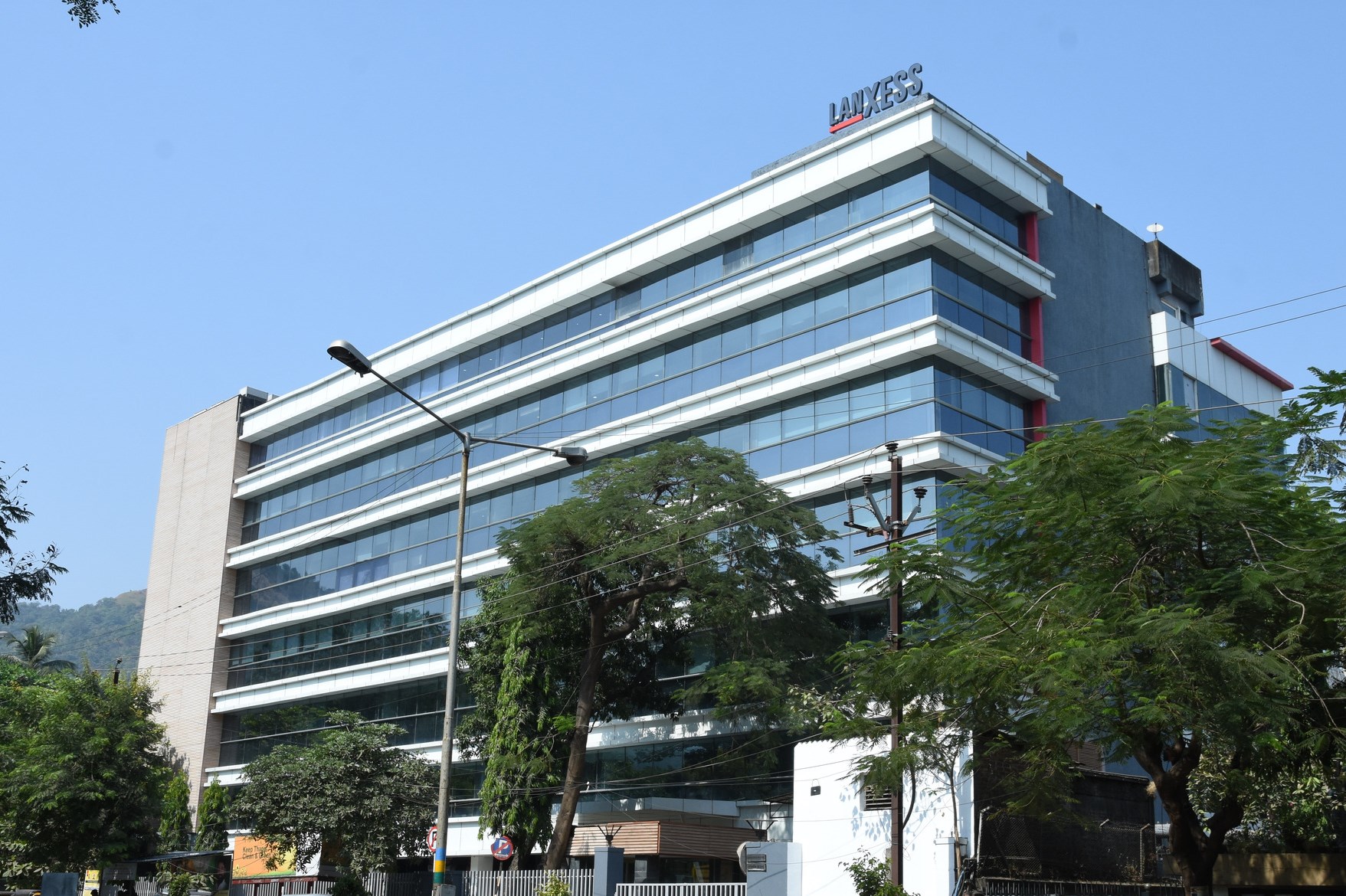 LANXESS HOUSE corporate building picture from outside with the logo on the top