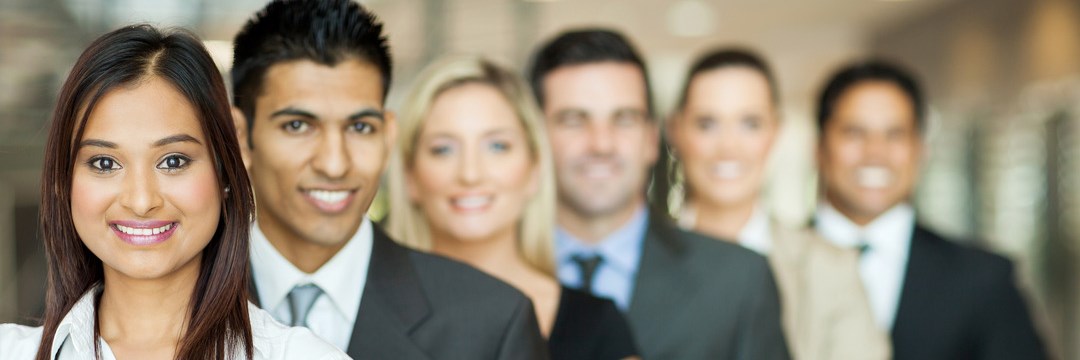 group of business team standing in a row