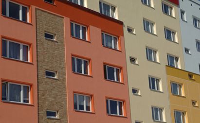 House facade painted red yellow