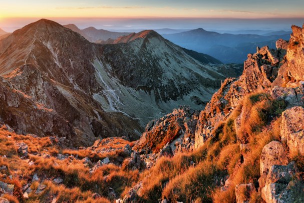 Panoramic Beautiful Carpathian mountains in autumn