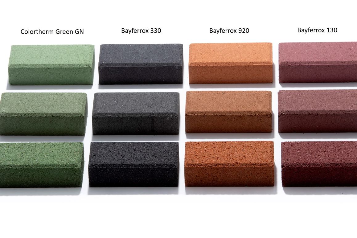 Coloration of cement-free concrete blocks with Bayferrox iron oxide pigments