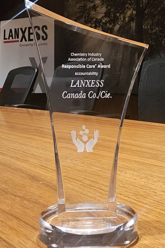 LANXESS Canada’s West Hill site, which is part of the Lubricant Additives Business Unit, received the Accountability Award at the Chemical Industry Association of Canada's (CIAC) Responsible Care Awards. 