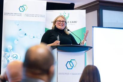 Katherine Down giving a speech at the Chemistry Industry Association of Canada’s annual Responsible Care Awards.